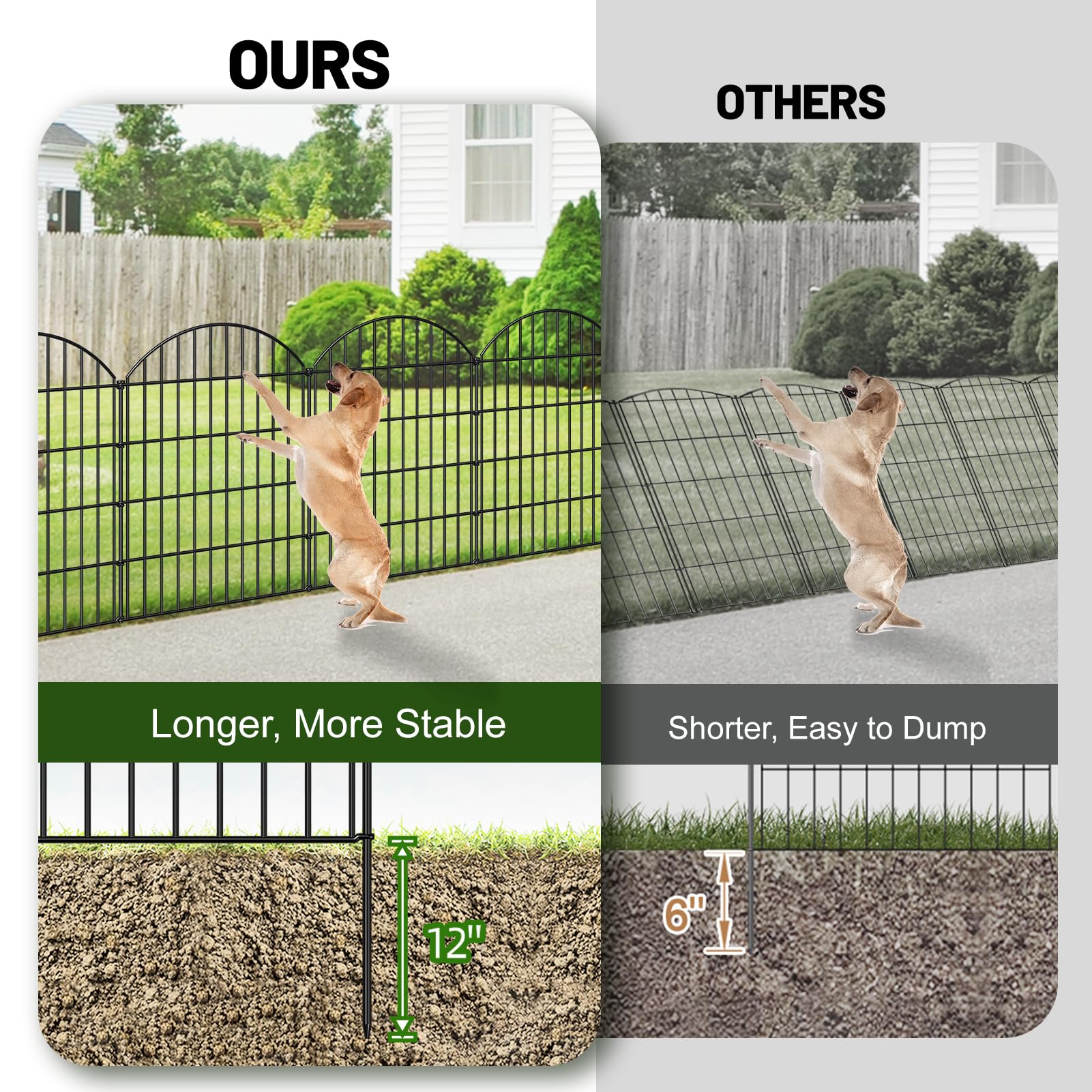 FOREHOGAR fence installed around flower bed protecting plants and keeping pets out