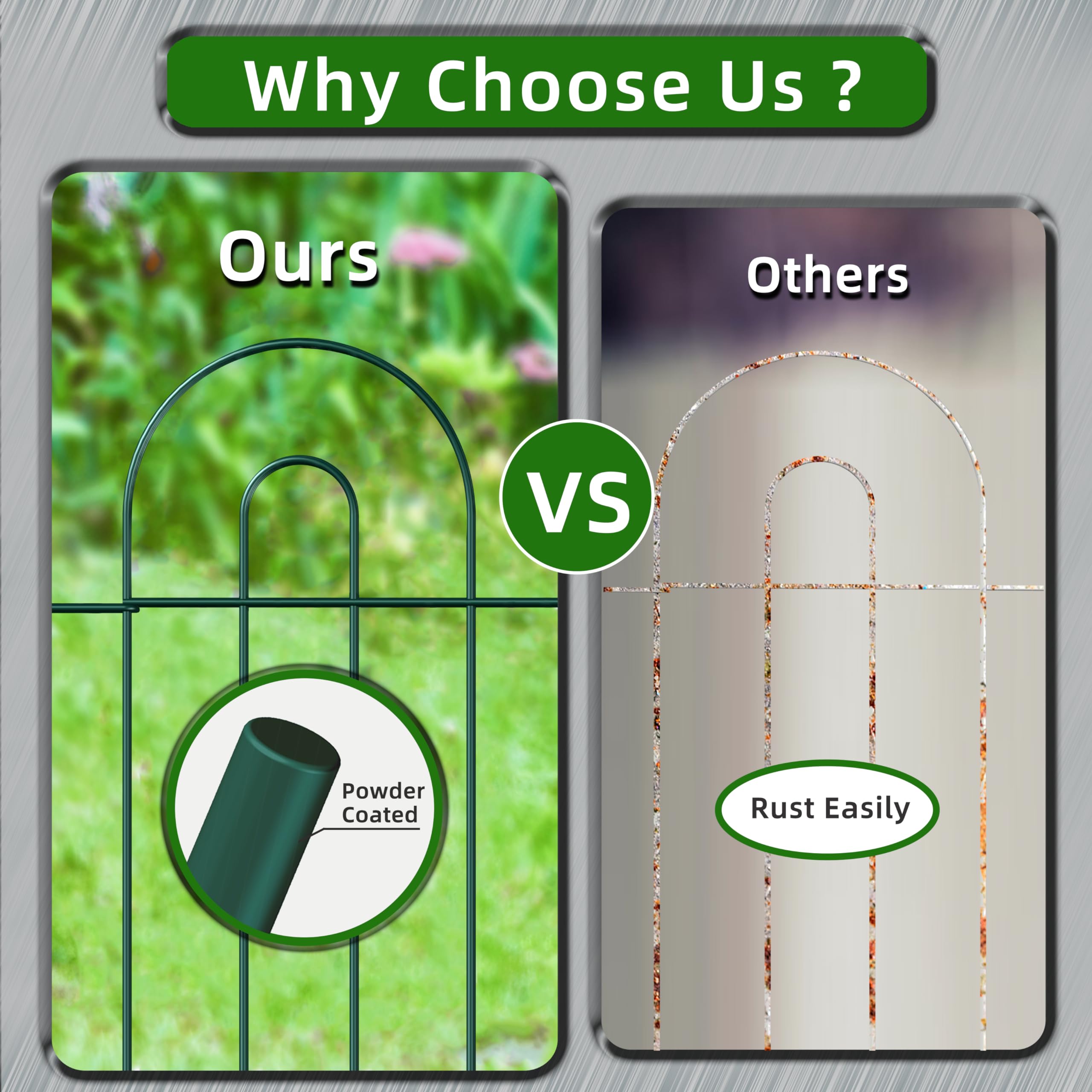 FOREHOGAR image of fence legs inserted into soil illustrating fast tool-free installation benefit