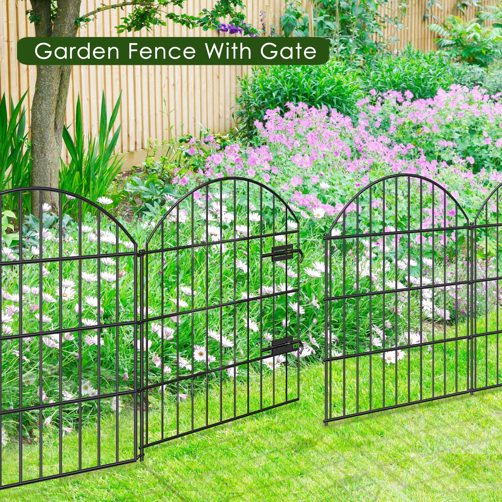 FOREHOGAR garden fence surrounding flower bed blending with outdoor landscaping