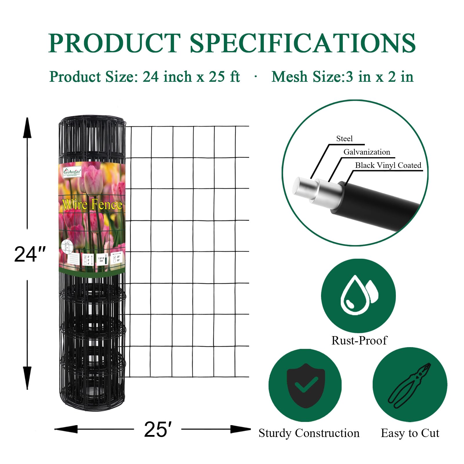 FOREHOGAR detailed shot of 2x3 mesh demonstrating secure garden protection