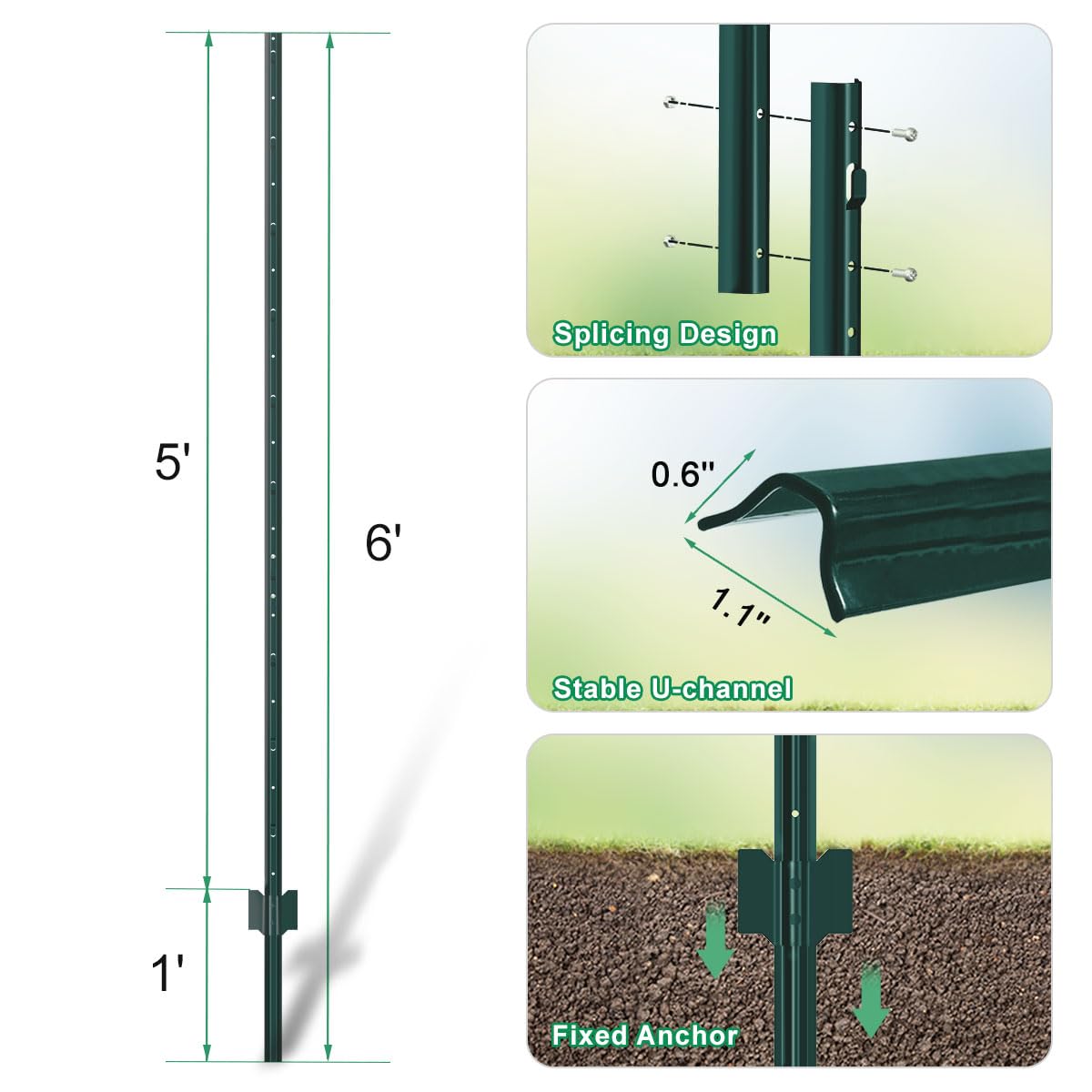 FOREHOGAR U-shaped post profile detail showing sturdy steel design that improves rigidity