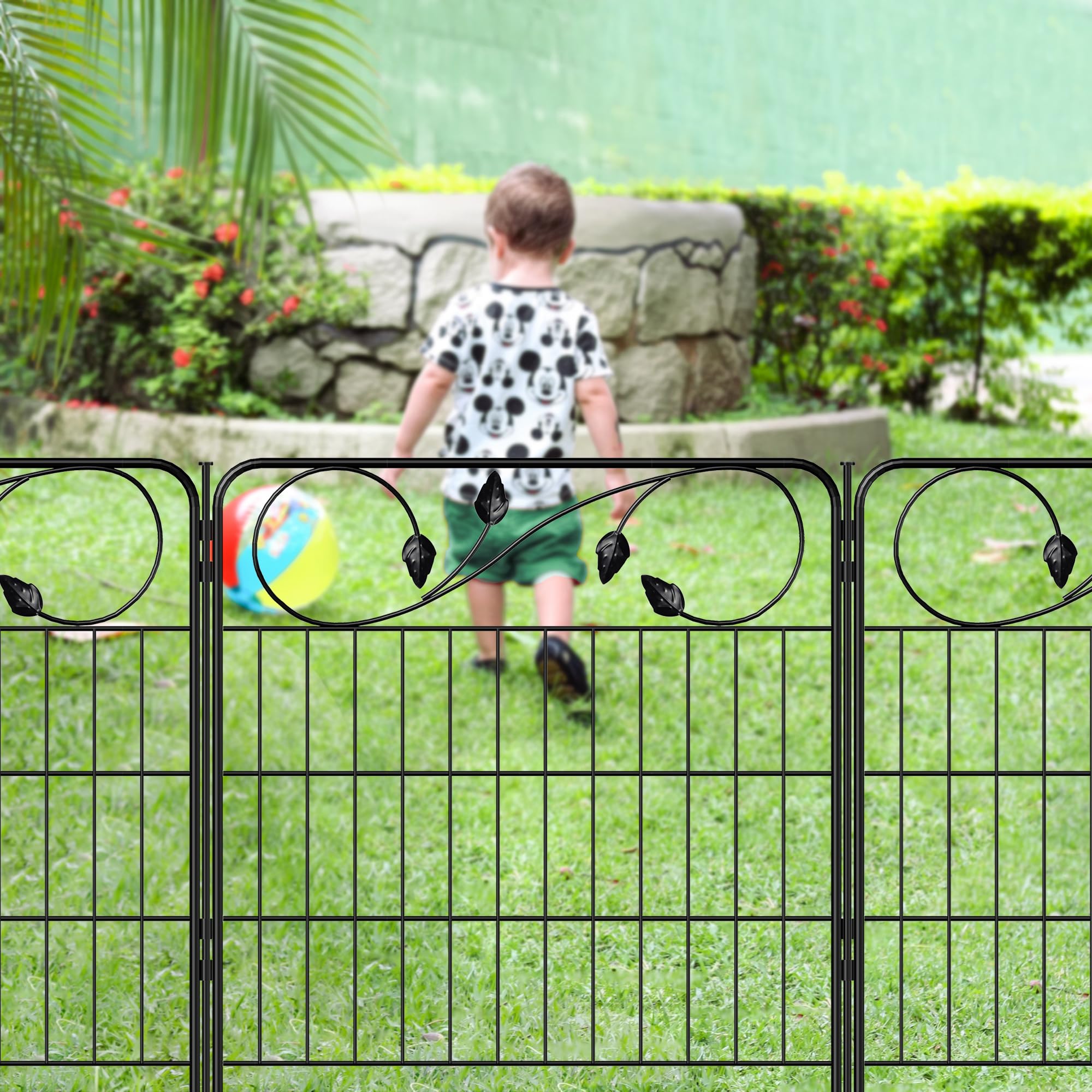 FOREHOGAR fence next to ruler and hand showing scale and install ease