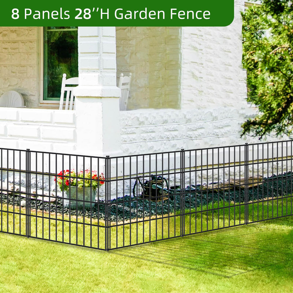 FOREHOGAR fence next to medium dog showing 28 inch height containment benefit