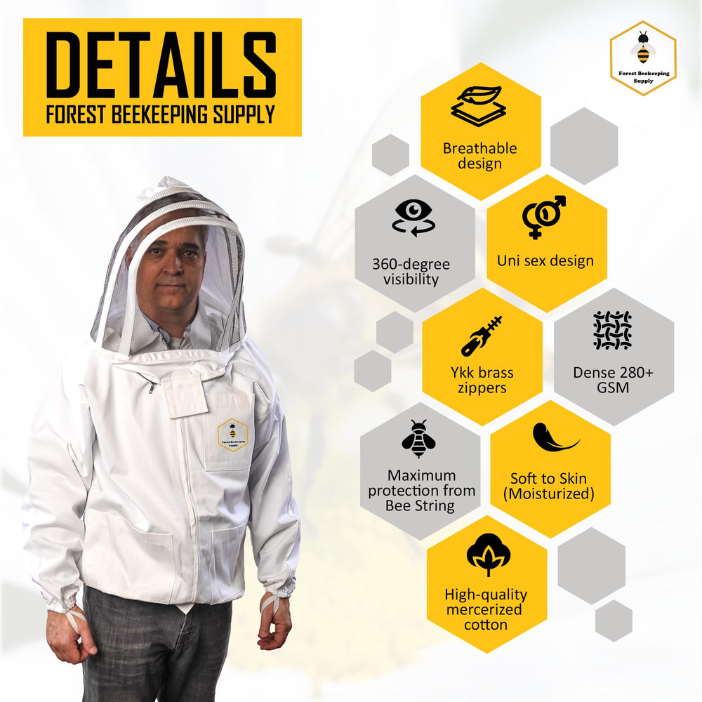 FOREST BEEKEEPING SUPPLY jacket back profile showing comfortable fit and ventilation