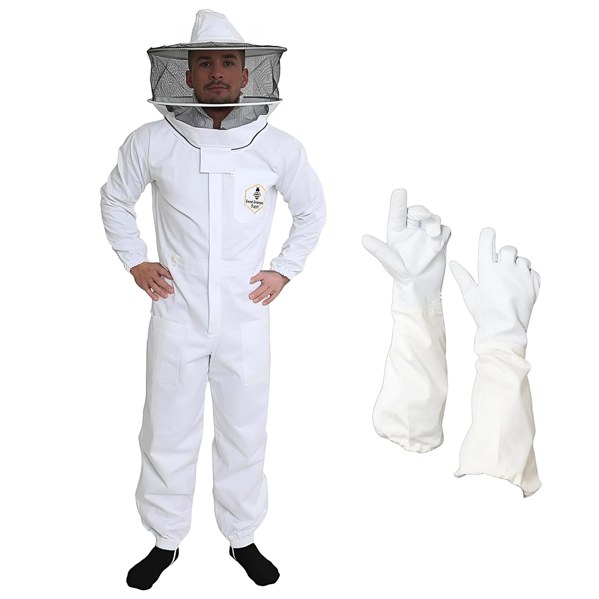 FOREST BEEKEEPING SUPPLY front view of full suit showing coverage and comfort