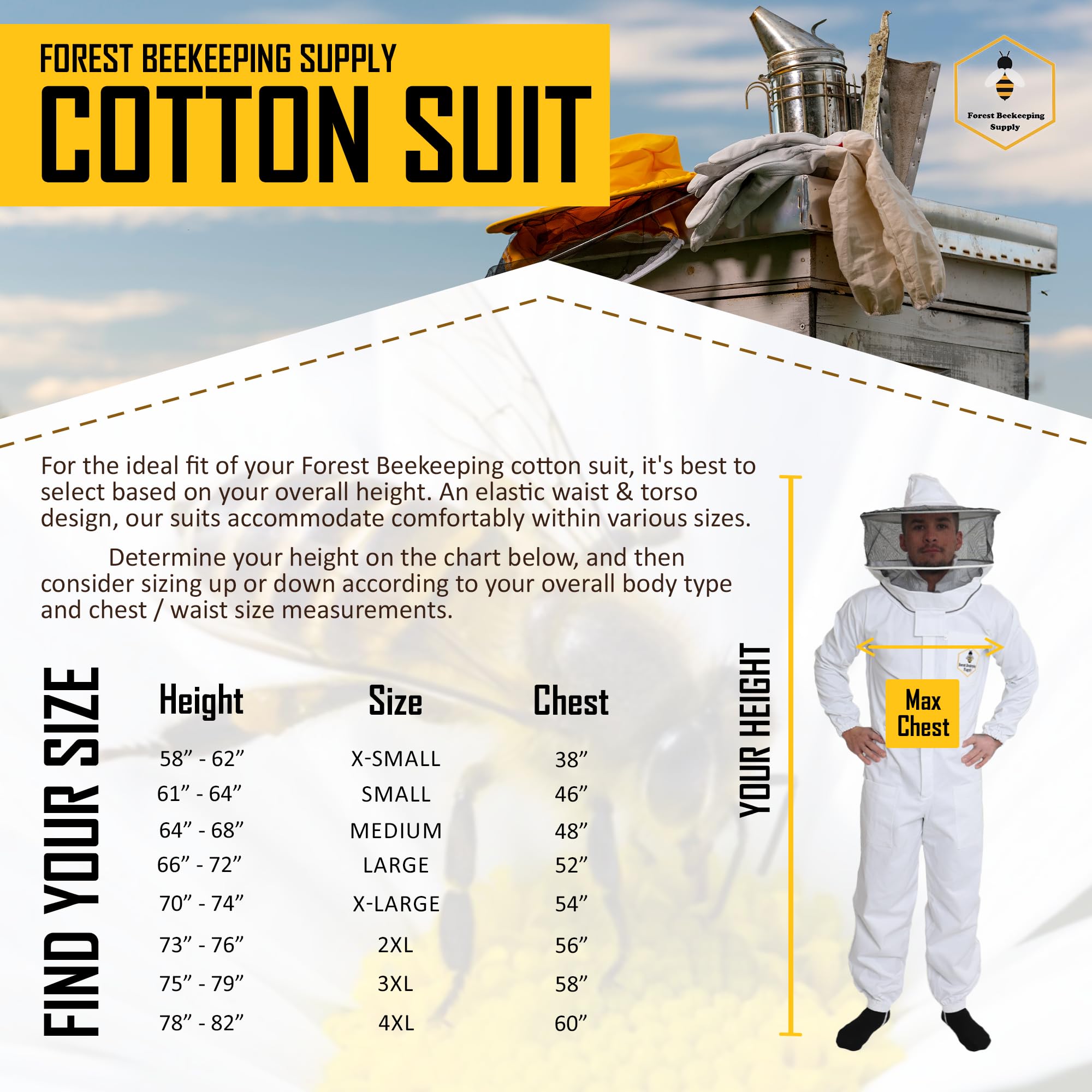 FOREST BEEKEEPING SUPPLY beekeeper wearing suit lifting a frame with confidence