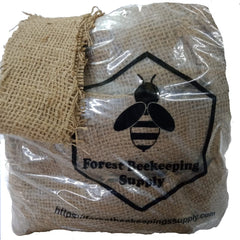 FOREST BEEKEEPING SUPPLY close-up of jute burlap texture highlighting easy ignition
