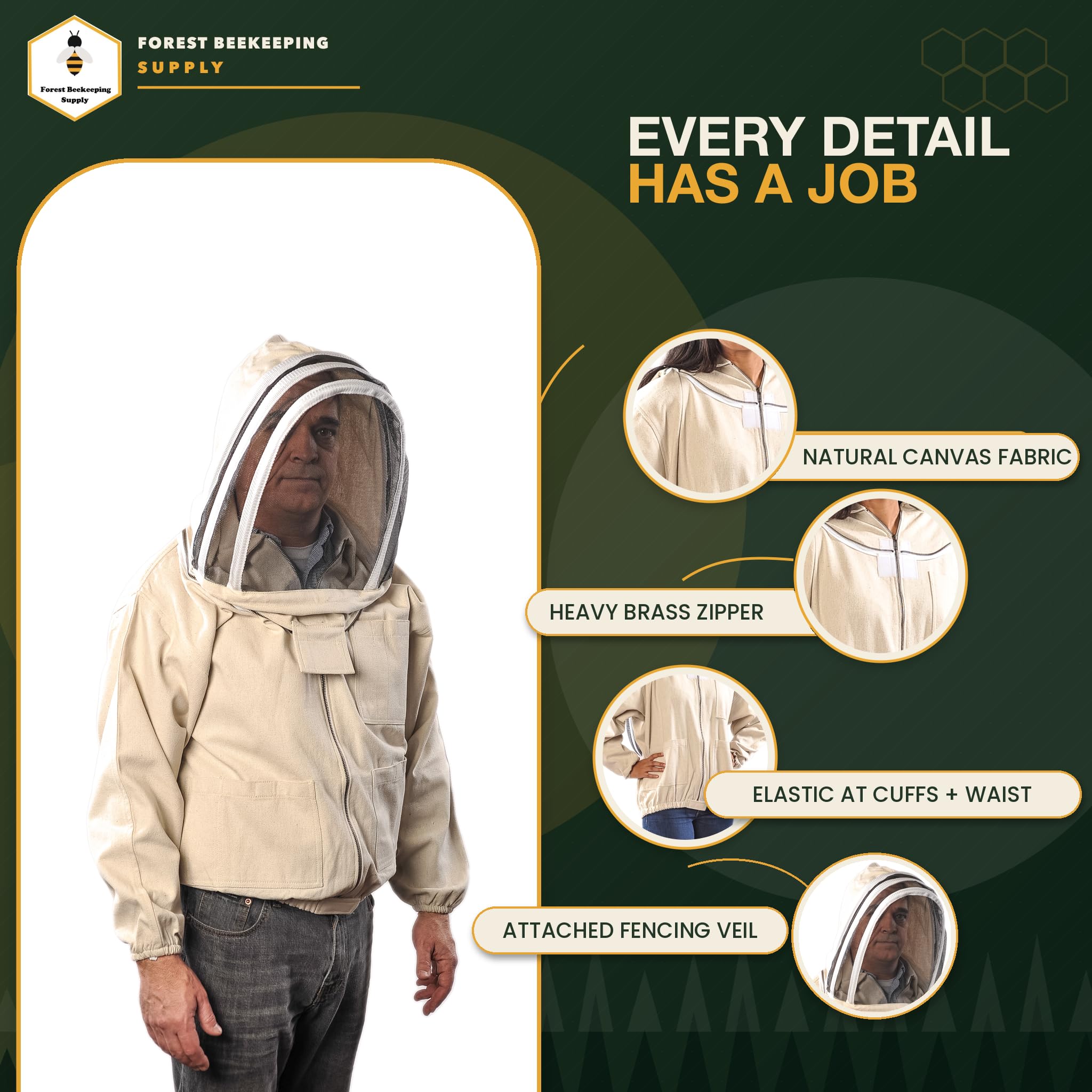FOREST BEEKEEPING SUPPLY pockets with hive tool and marker for easy access