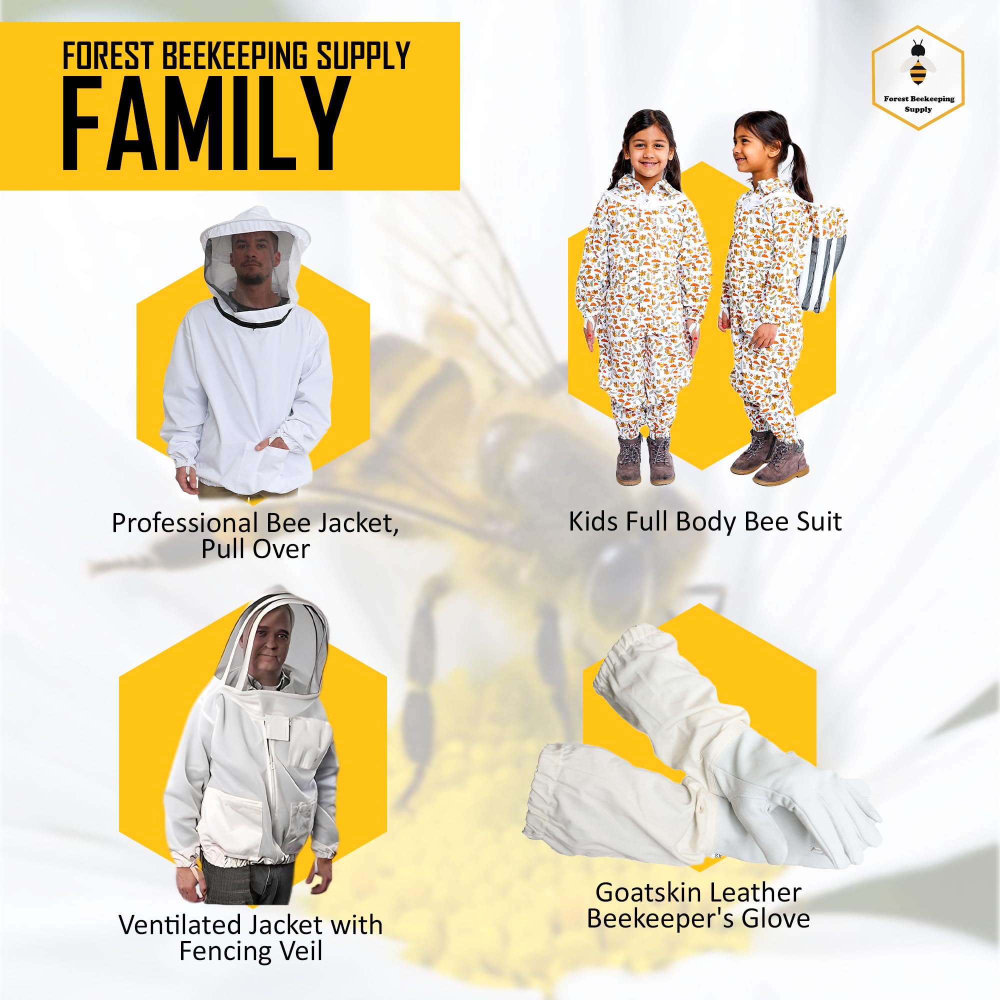 FOREST BEEKEEPING SUPPLY laid-out suit and size chart for fit selection