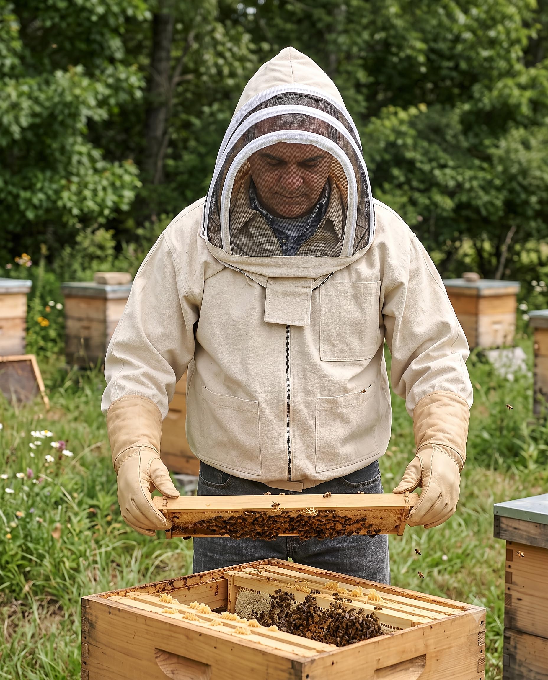 FOREST BEEKEEPING SUPPLY jacket laid out for washing demonstrating easy care