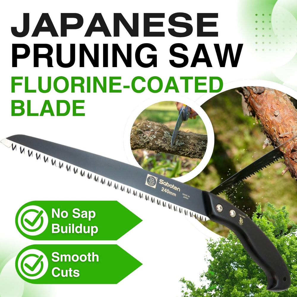 forest Originals blade close-up showing fluorine coating for reduced sap buildup