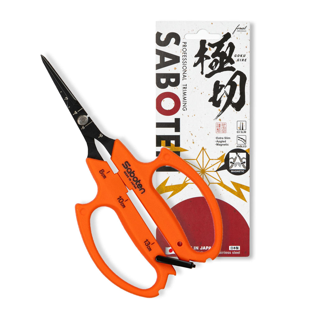 forest Originals shears front angle showing compact orange design and precision tip benefit