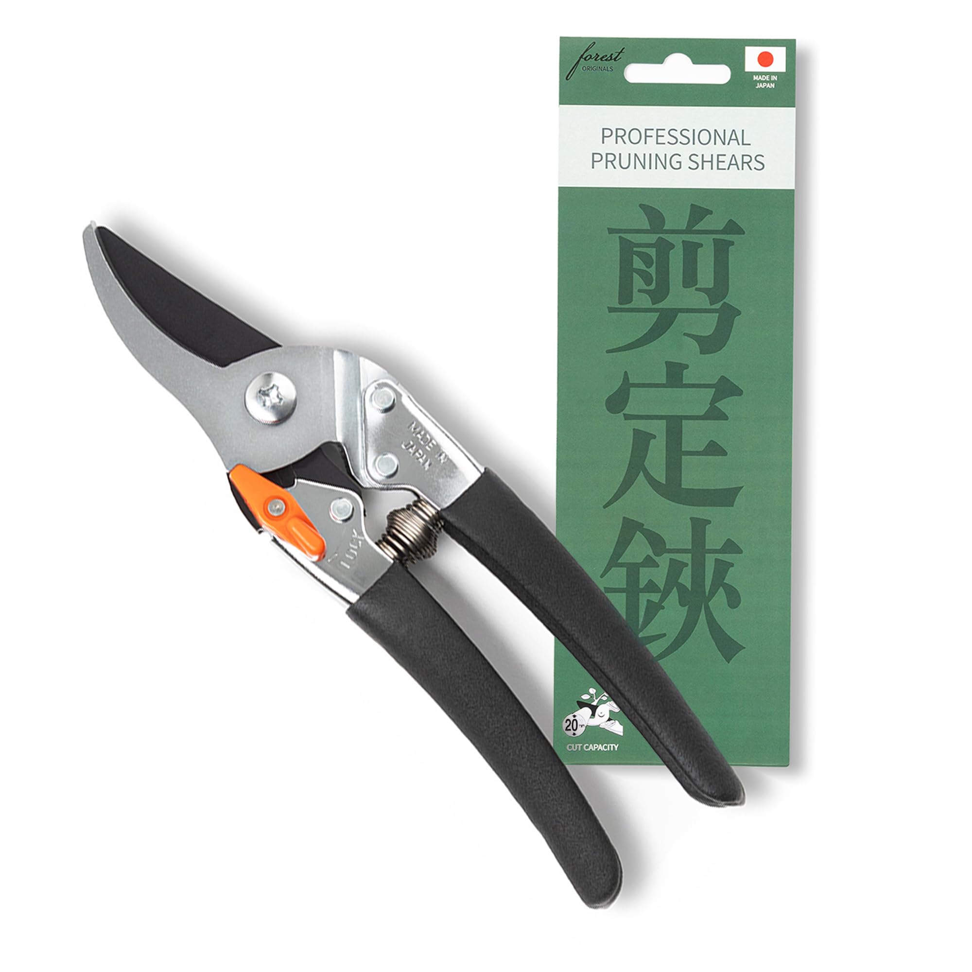 forest Originals Saboten front view showing compact pruner and cutting edge benefit precision