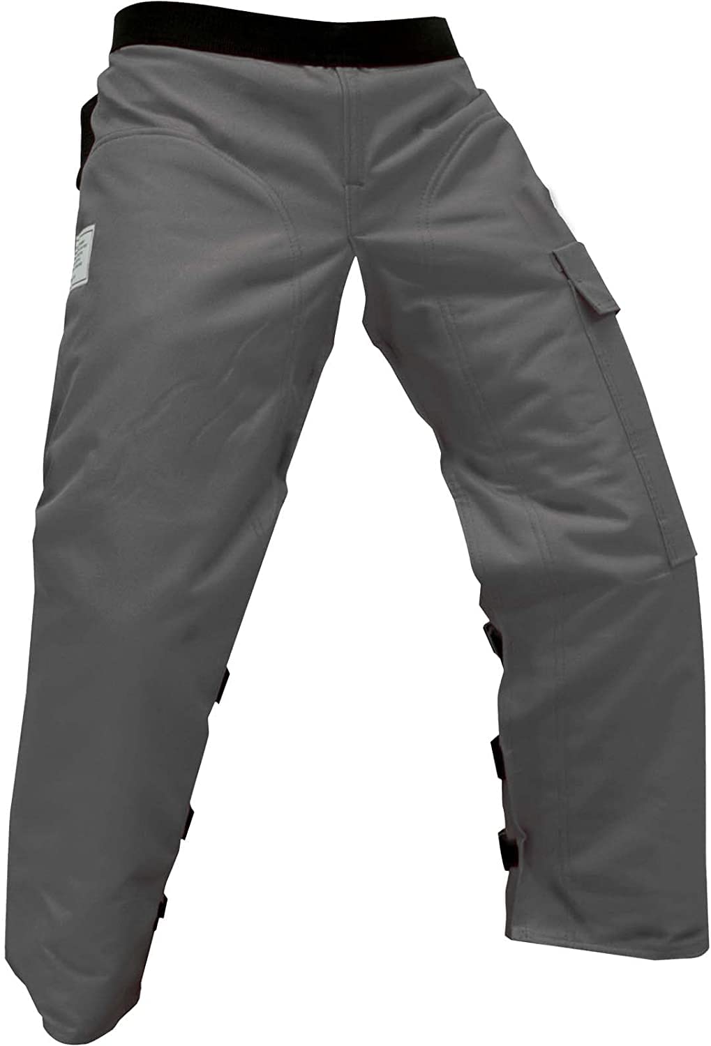 FORESTER front view showing apron-style chaps and secure fit benefit