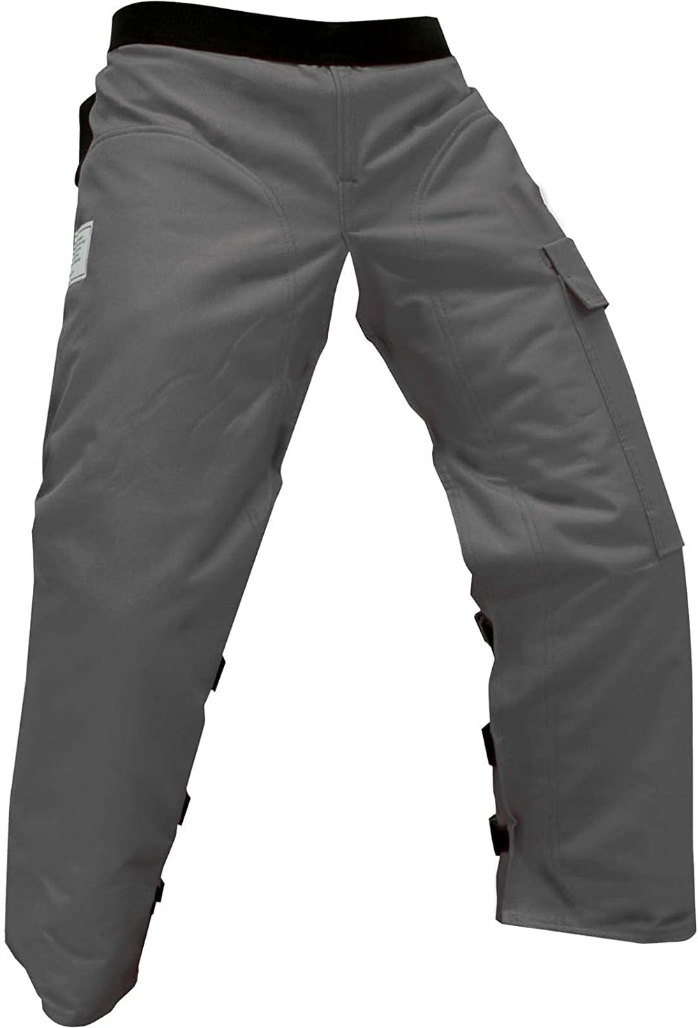 FORESTER front view showing apron-style chaps and secure fit benefit