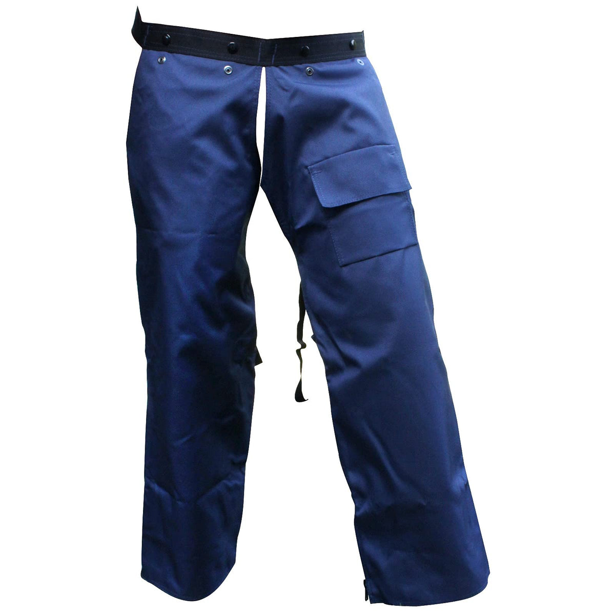 FORESTER chaps front view showing full navy coverage and lightweight benefit