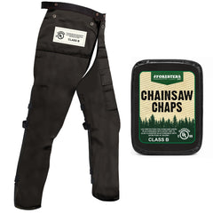 FORESTER front view of chaps showing apron design and coverage for confident protection