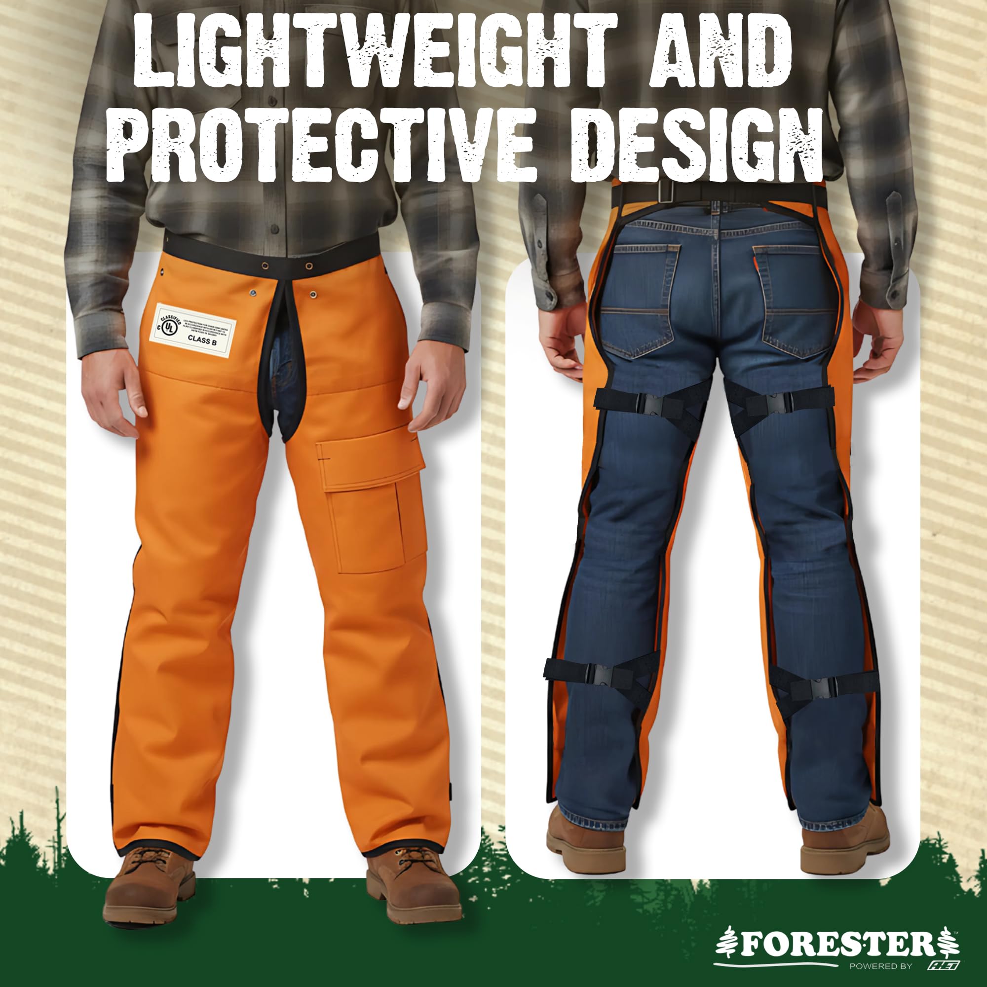 forester chaps folded in gear bag showing compact storage and transportability