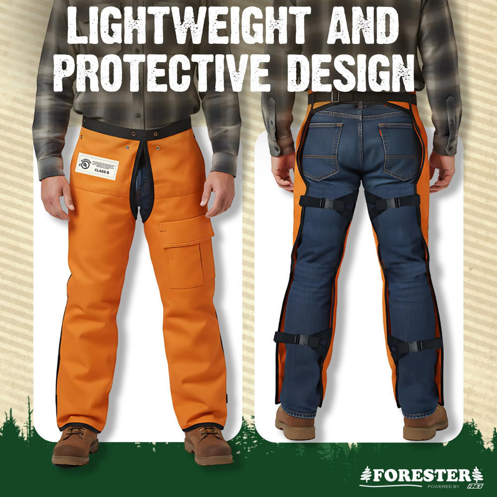 forester chaps folded in gear bag showing compact storage and transportability