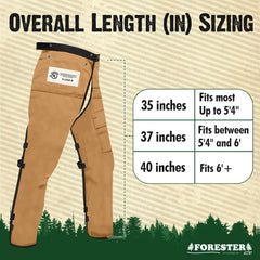 FORESTER deep utility pocket detail for tools and gloves on the chaps
