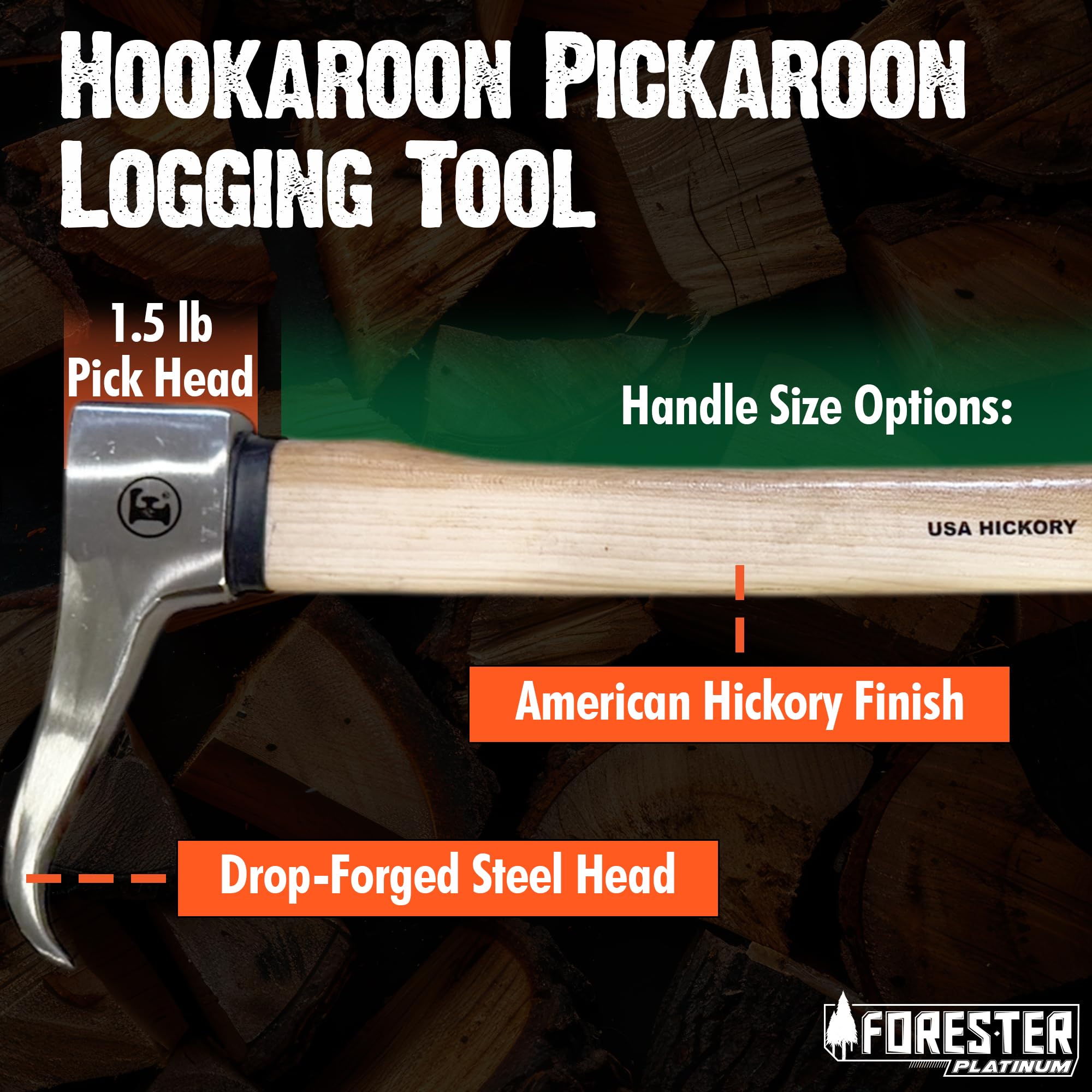 FORESTER pickaroon USA hickory handle grain detail highlighting shock absorption