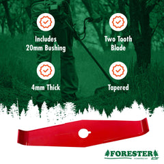 FORESTER blade beside ruler showing 12-inch size and fit confirmation benefit