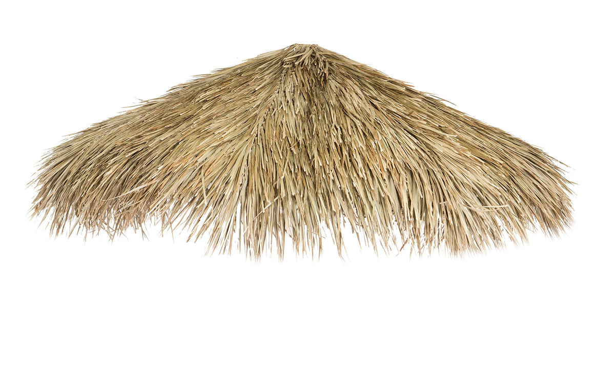 FOREVER BAMBOO front view of 9ft palapa umbrella cover showing warm golden finish and authentic look