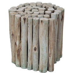FOREVER BAMBOO front view of eucalyptus log panel showing finished border