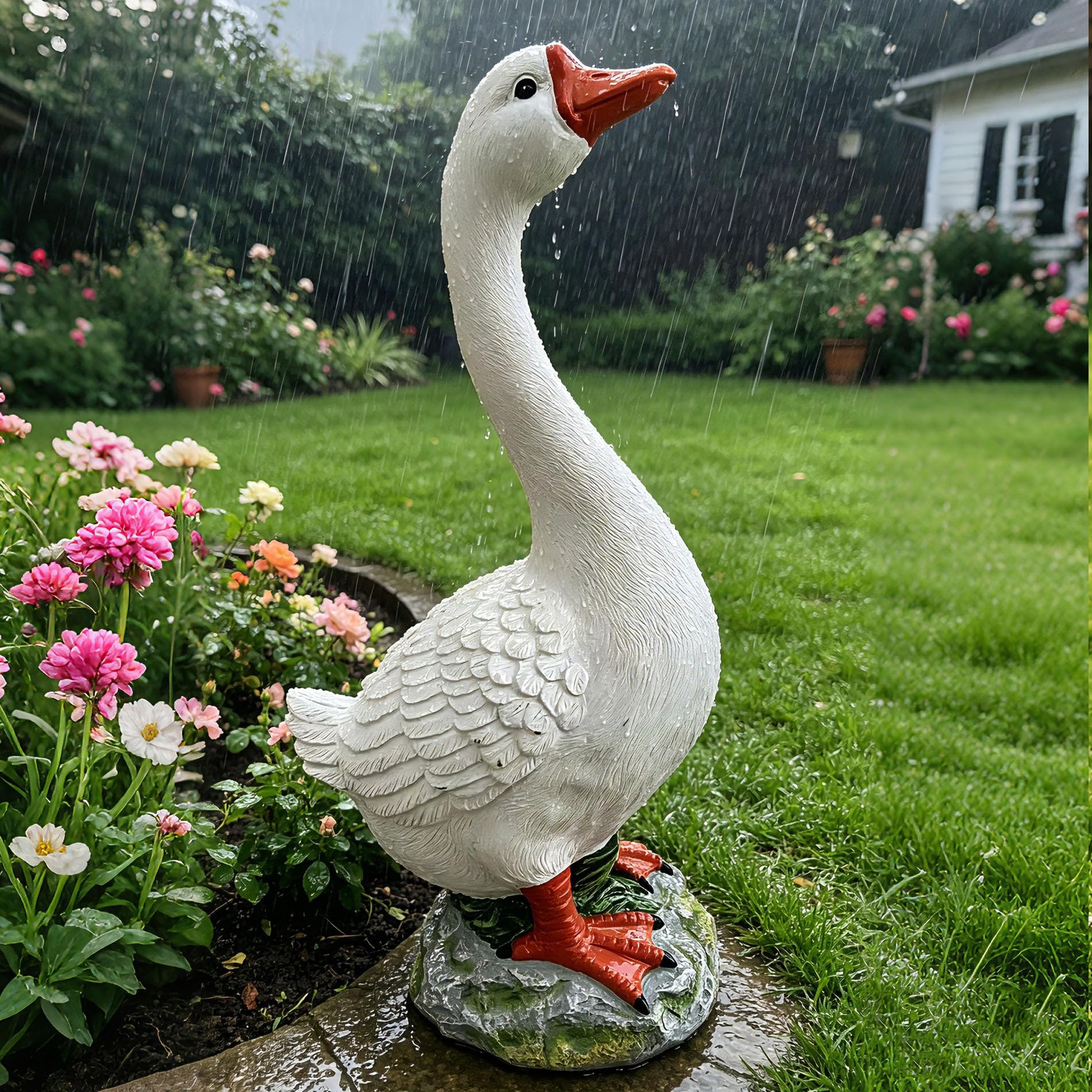 FOREVJHMM goose on porch stairs improving curb appeal