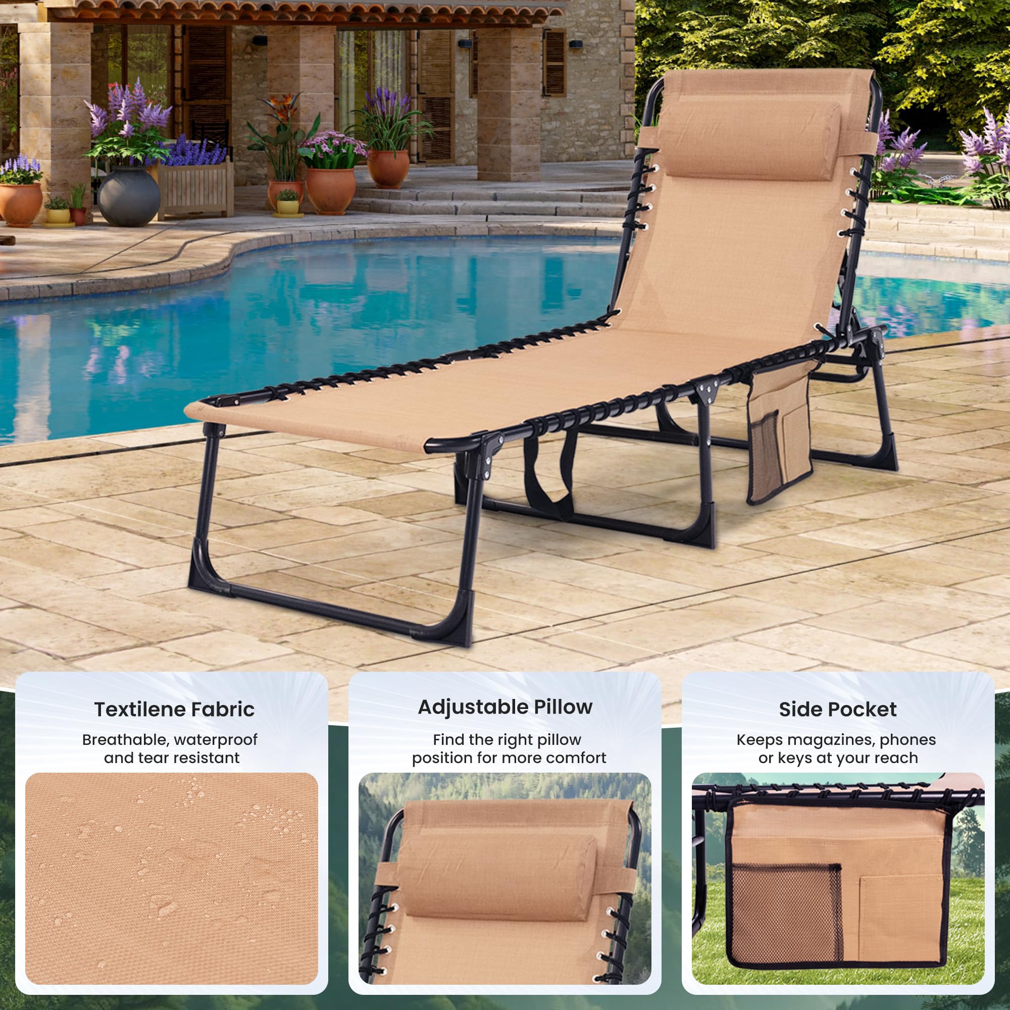 Foristrail folded compact chaise demonstrating easy transport and storage benefit