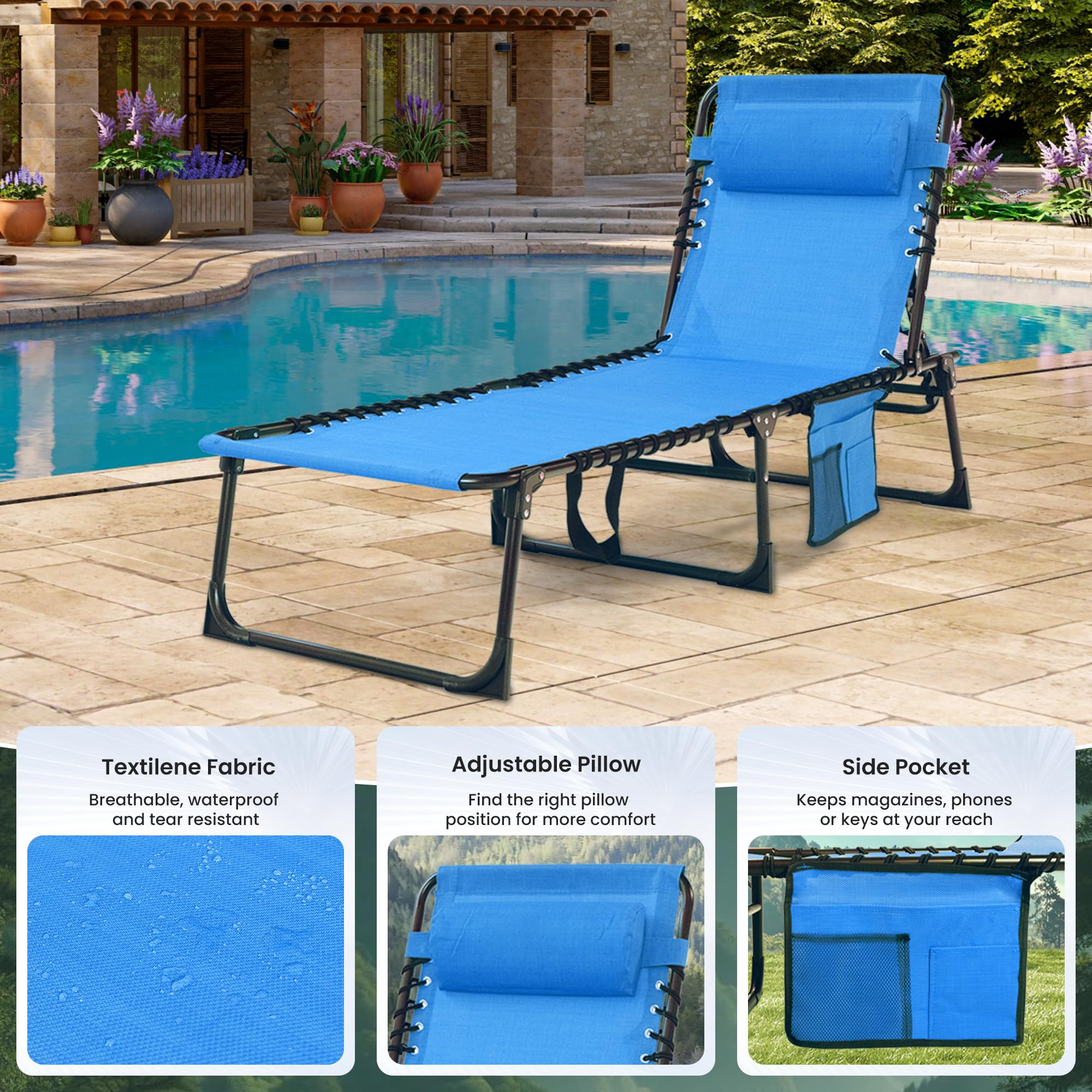 foristrail folded lounger with carry handle showing quick transport and compactness