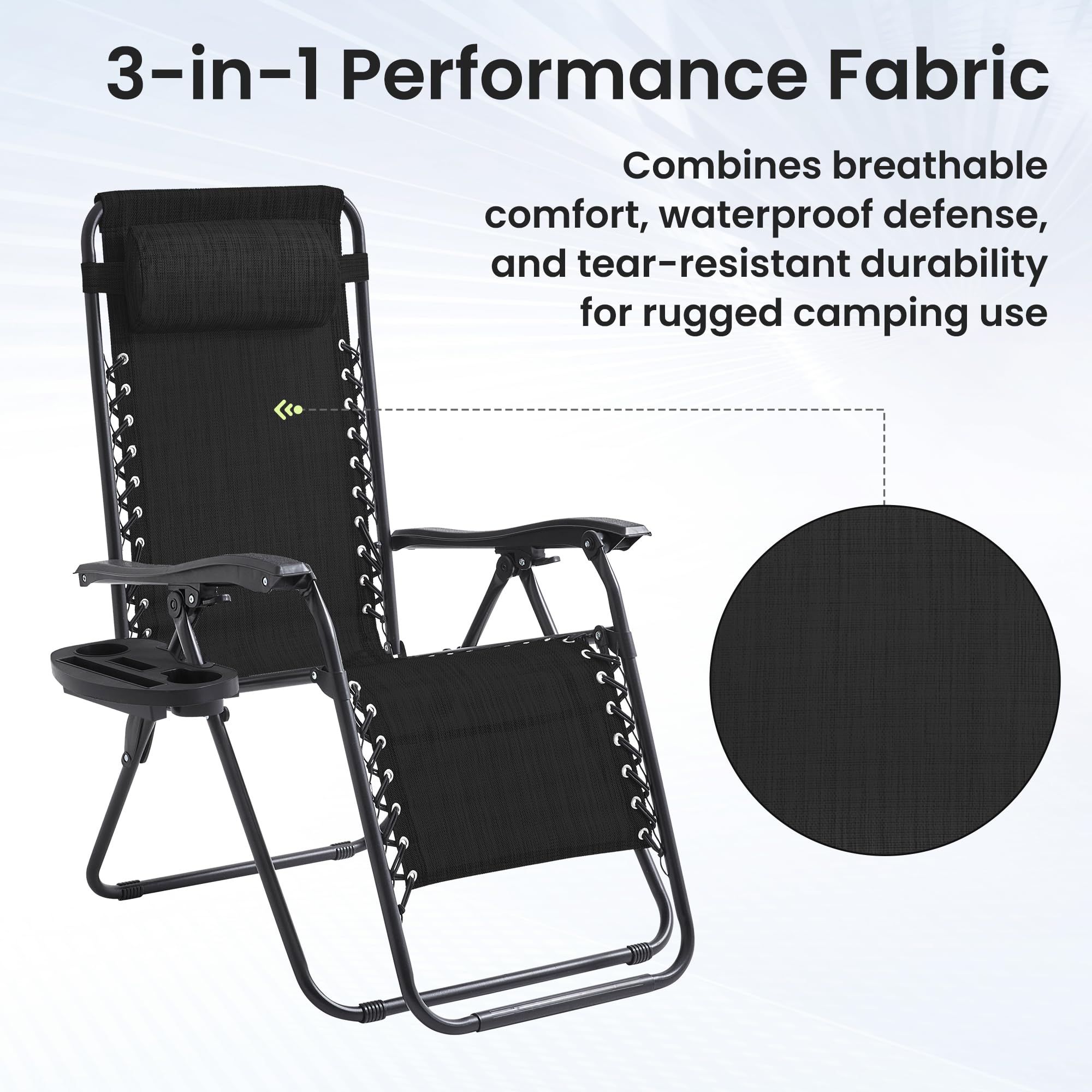 Foristrail chair beside person to show size and weight capacity visual comparison
