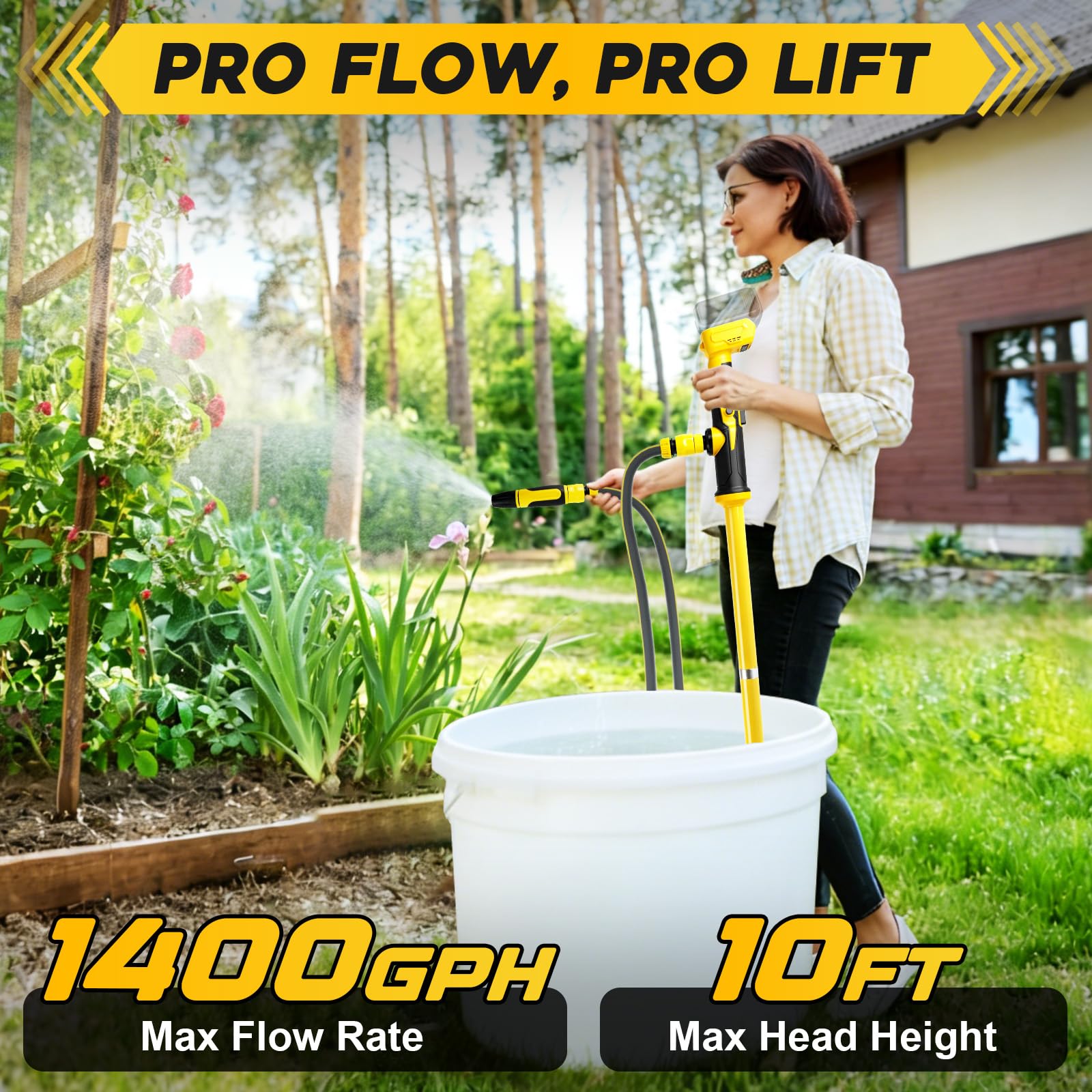 FormiPow pump side with hose attached illustrating easy setup and portability