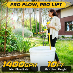 FormiPow pump side with hose attached illustrating easy setup and portability