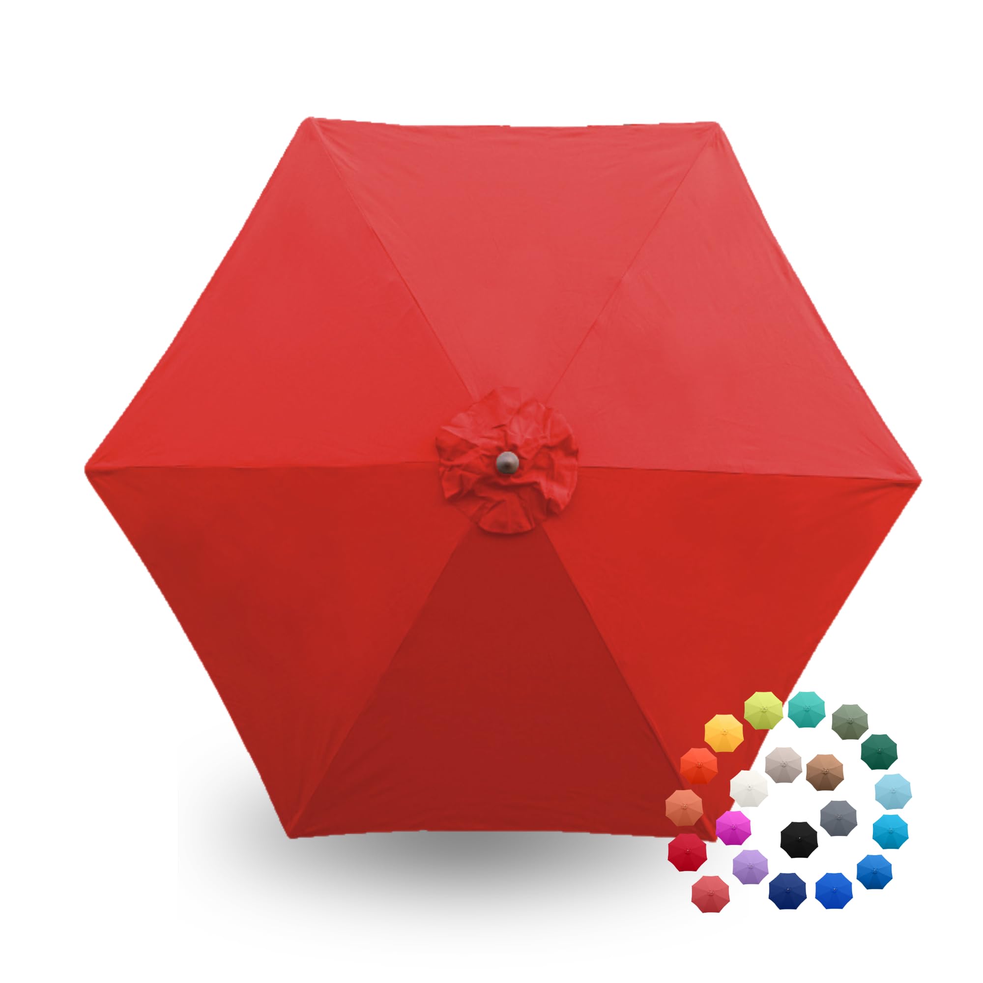 Formosa Covers front view of red canopy showing full shape and renewed shade