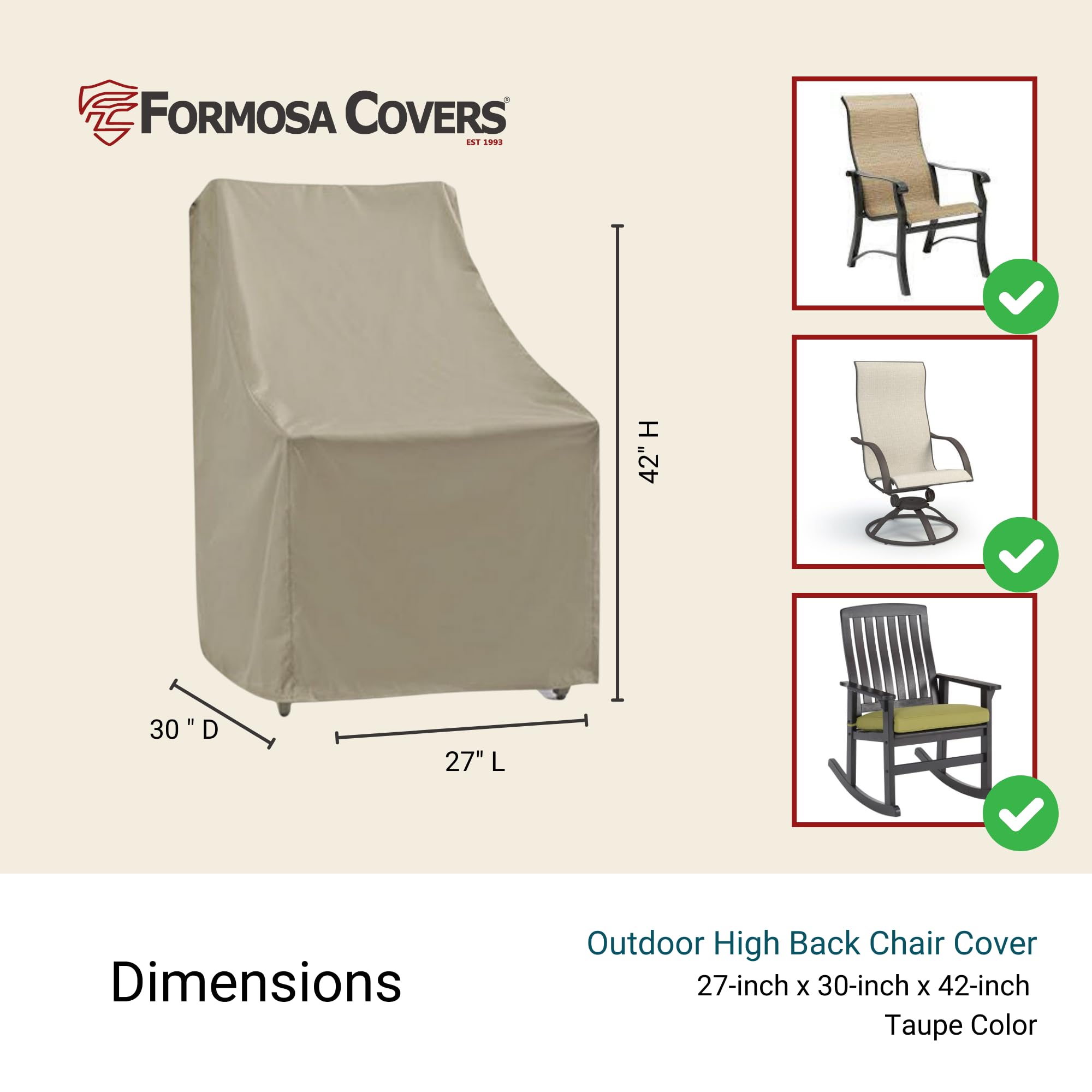Formosa Covers side profile demonstrating snug fit on high-back chair