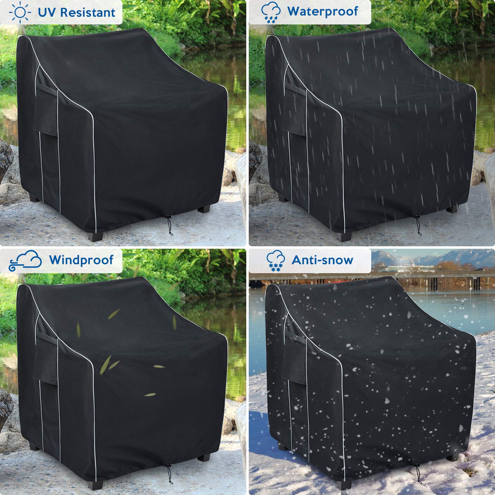 FORSPARK cover installed on Adirondack chair demonstrating complete coverage