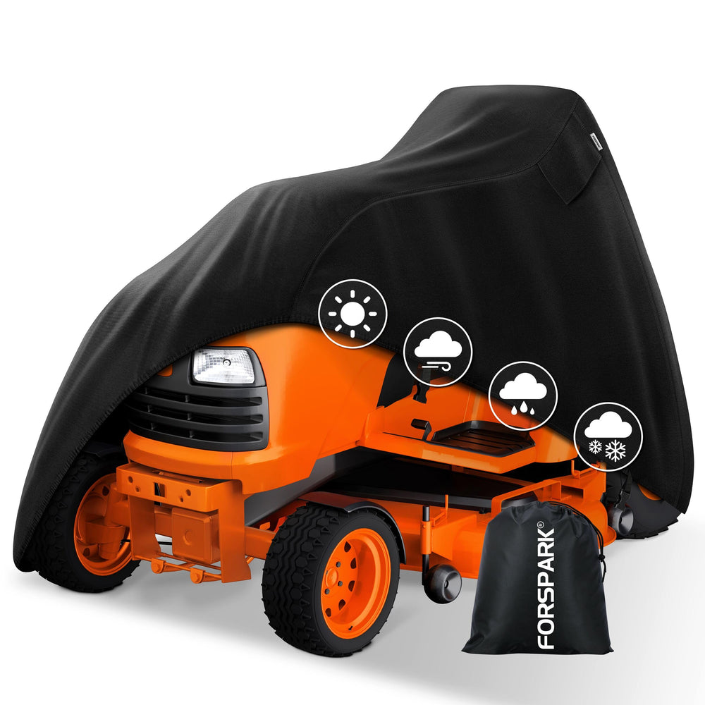 FORSPARK front view of cover on mower showing full protection and weatherproofing