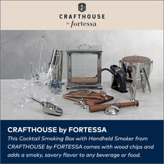 Fortessa glass chamber with visible smoke adding dramatic presentation benefit