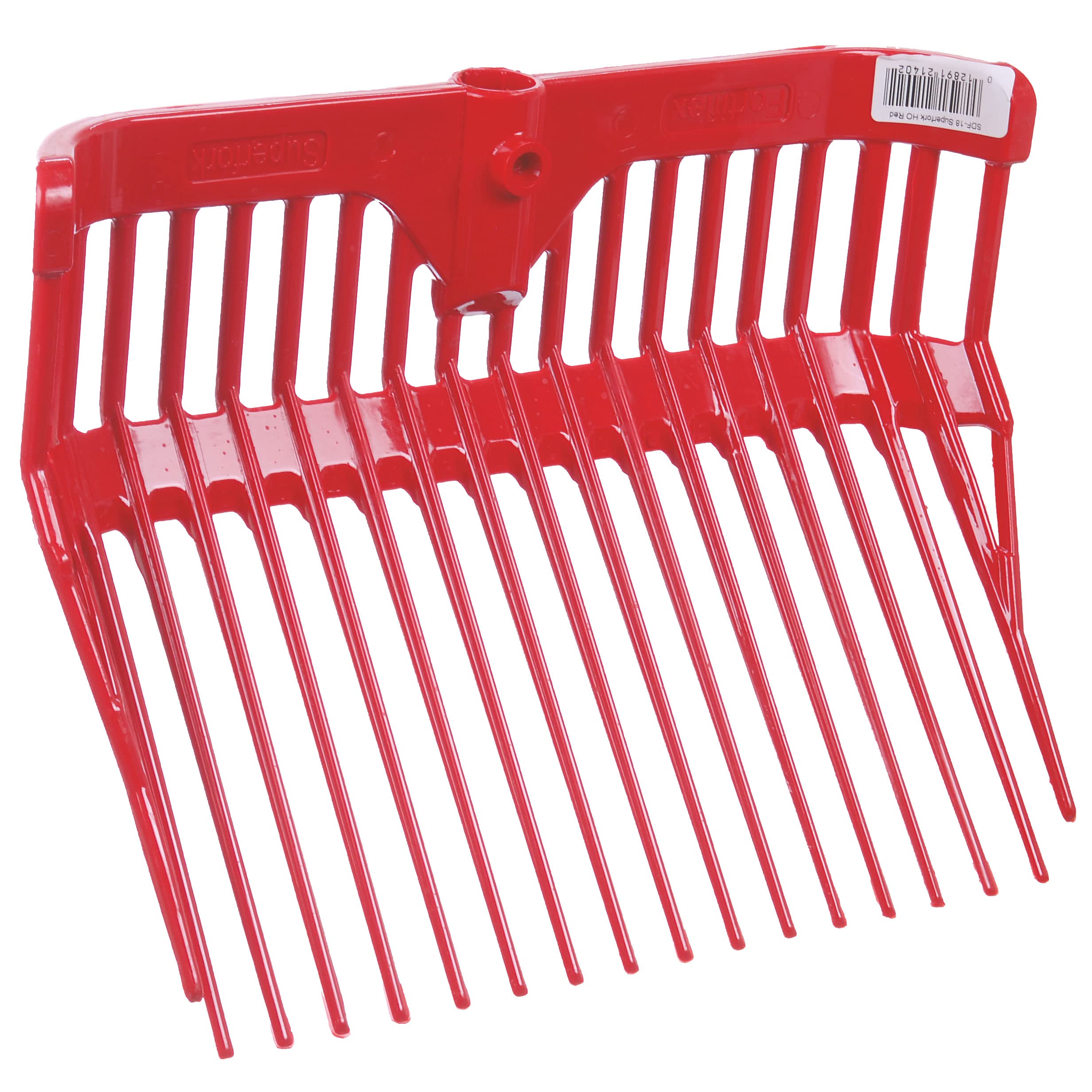 Fortiflex fork head front view red showing durable tines and clear fitment benefit
