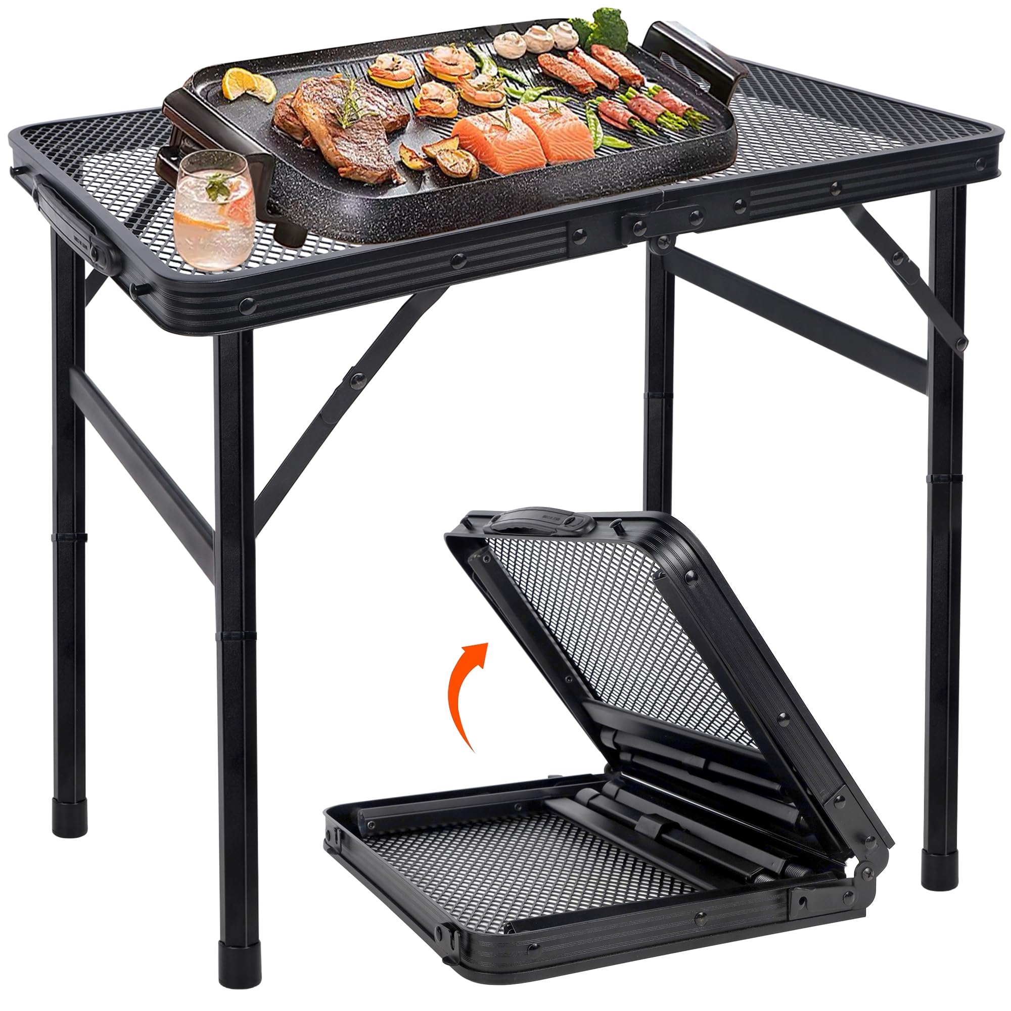 FORUP folded front view with carry handle for easy transport