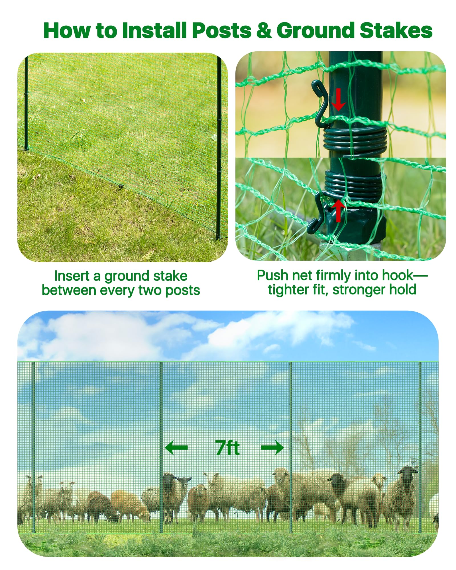 Forvenora ground stake and mesh hook securing bottom edge to minimize gaps benefit