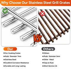 FORYEYC grill grates next to ruler showing exact 17.4 x 11.7 inch dimensions