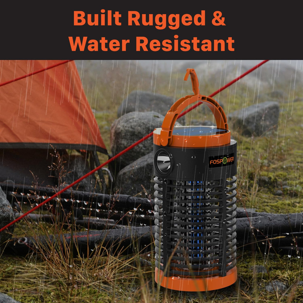 FosPower mounted at a campsite repelling insects, enhances outdoor comfort benefit