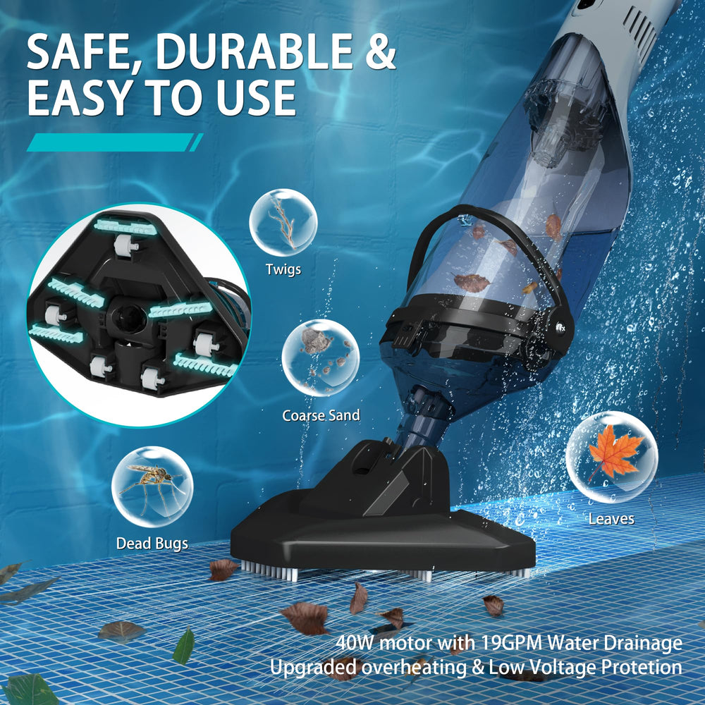 FOTING close-up of washable filter screen, shows debris capture and easy cleaning
