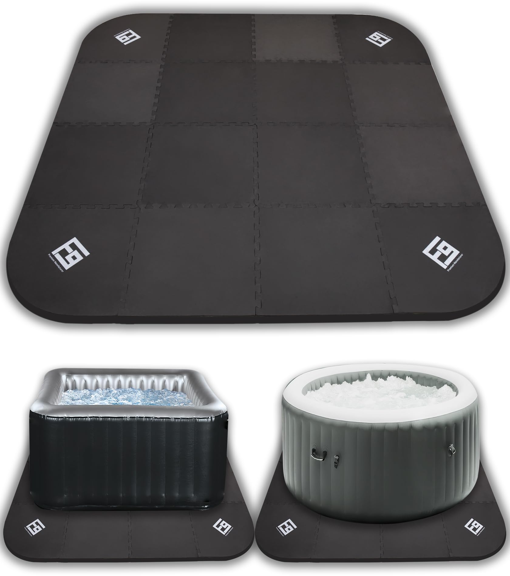 FoundGo front view of 85-inch mat showing full coverage and protection