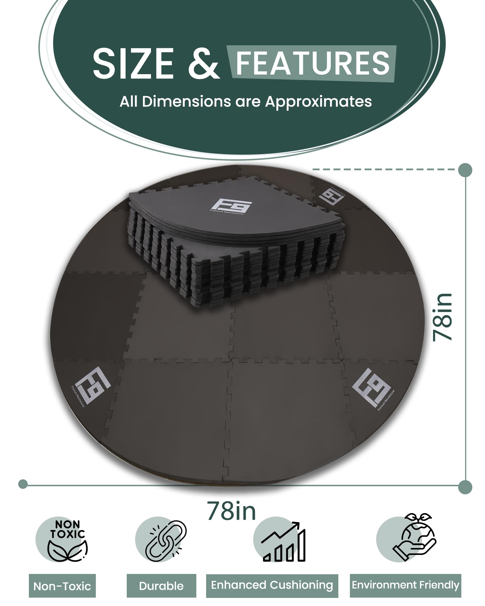 FoundGo mat placed under inflatable tub illustrating protection from ground debris