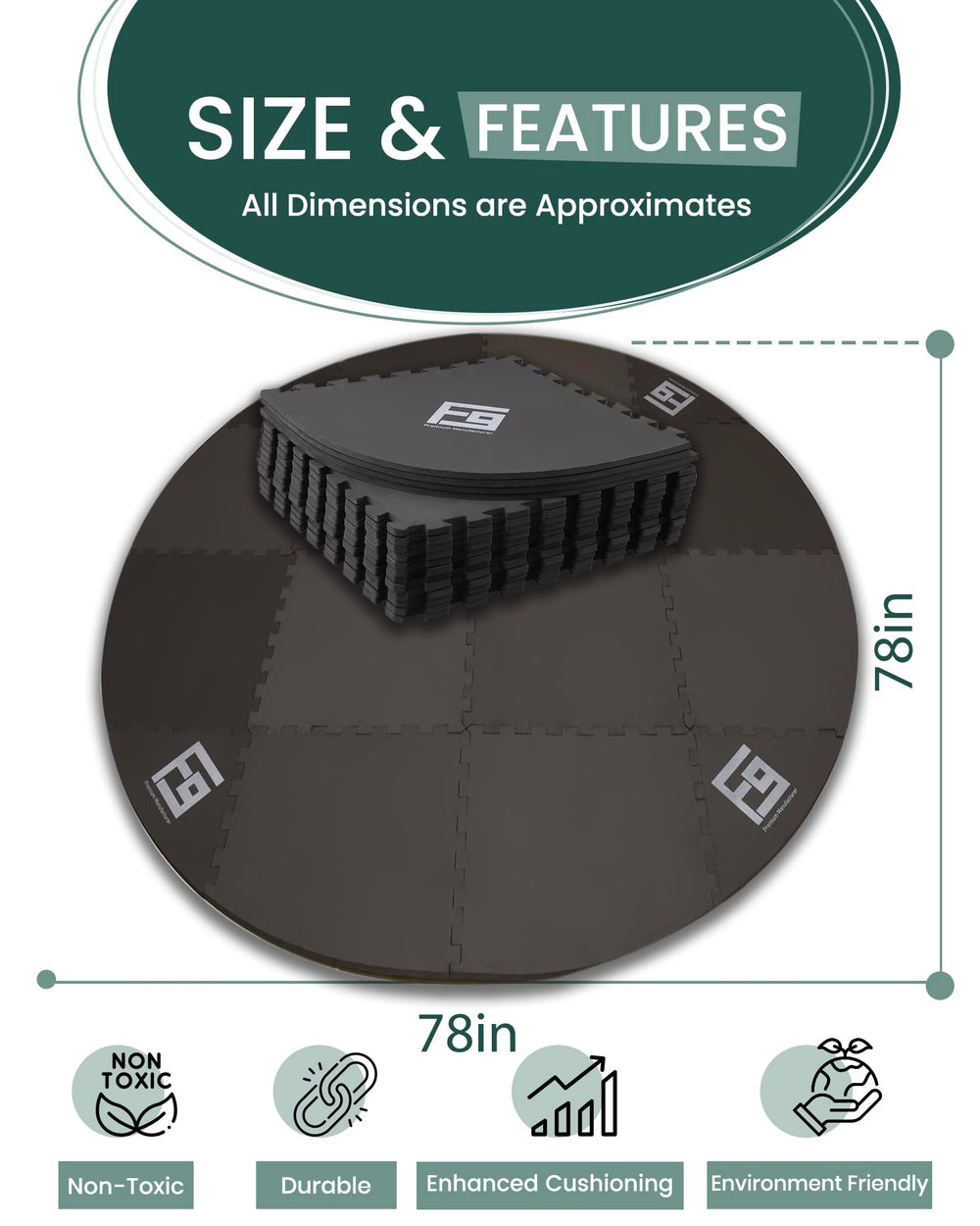FoundGo mat placed under inflatable tub illustrating protection from ground debris