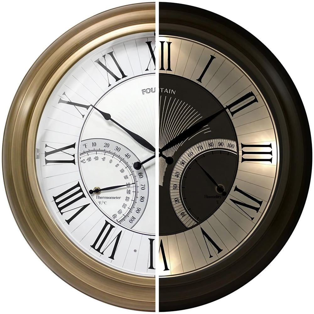 FOUNTAIN DESIGNS front view showing readable 24-inch clock and clear numerals