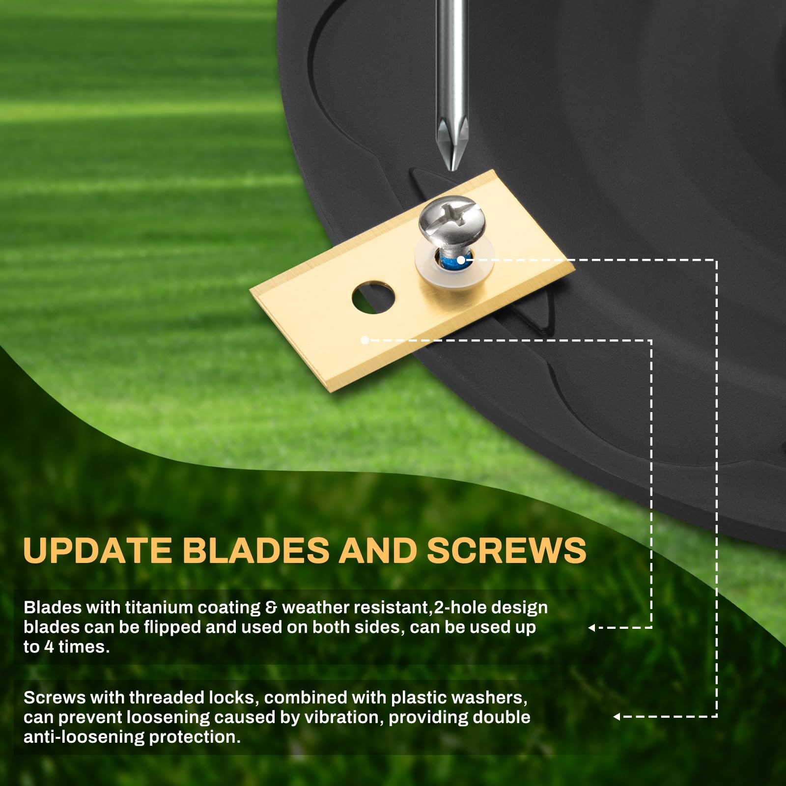 FourShow disc with insert-molded stainless screw holder for secure fit